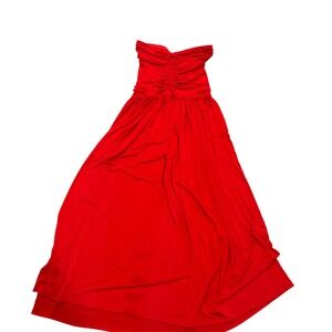 Rosetta Getty Red Strapless Ruched Maxi Dress Size 2 Viscose Spandex Gown